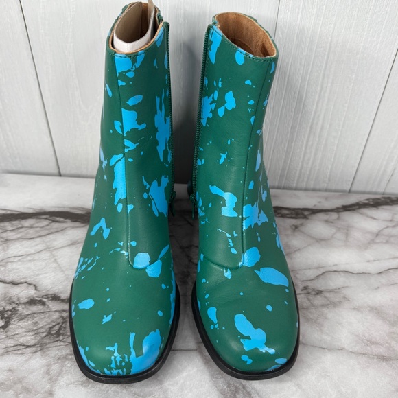 CAMPER Kiara Green and blue printed leather ankle boots - Picture 3 of 12